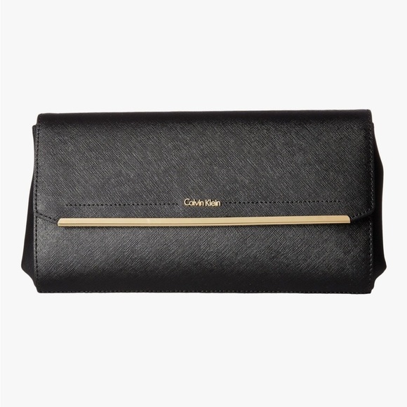 NEW Calvin Klein Cindy Saffiano Clutch Shoulder Bag — Black 🖤 - Picture 2 of 12